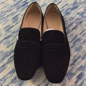 J Crew size 8 black suede loafers